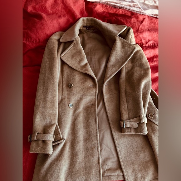 Theory Angora blend camel trench style coat SZ M - Picture 8 of 15